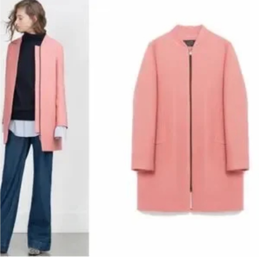 ZARA Pink Wool Coat jacket size XS - Picture 2 of 6